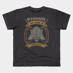 Warriors Are Born In February Kids T-Shirt